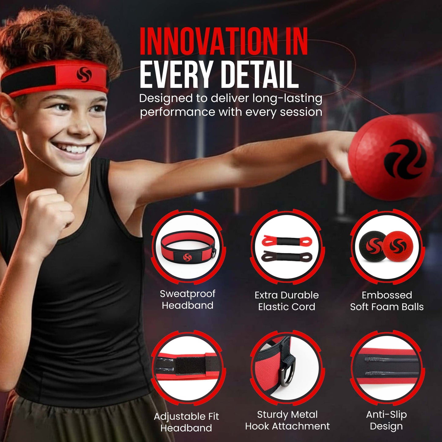 Soul Shift Boxing Reflex Ball – Premium Hand-Eye Coordination Trainer for Boxing, MMA & Fitness – 2 Adjustable Headbands