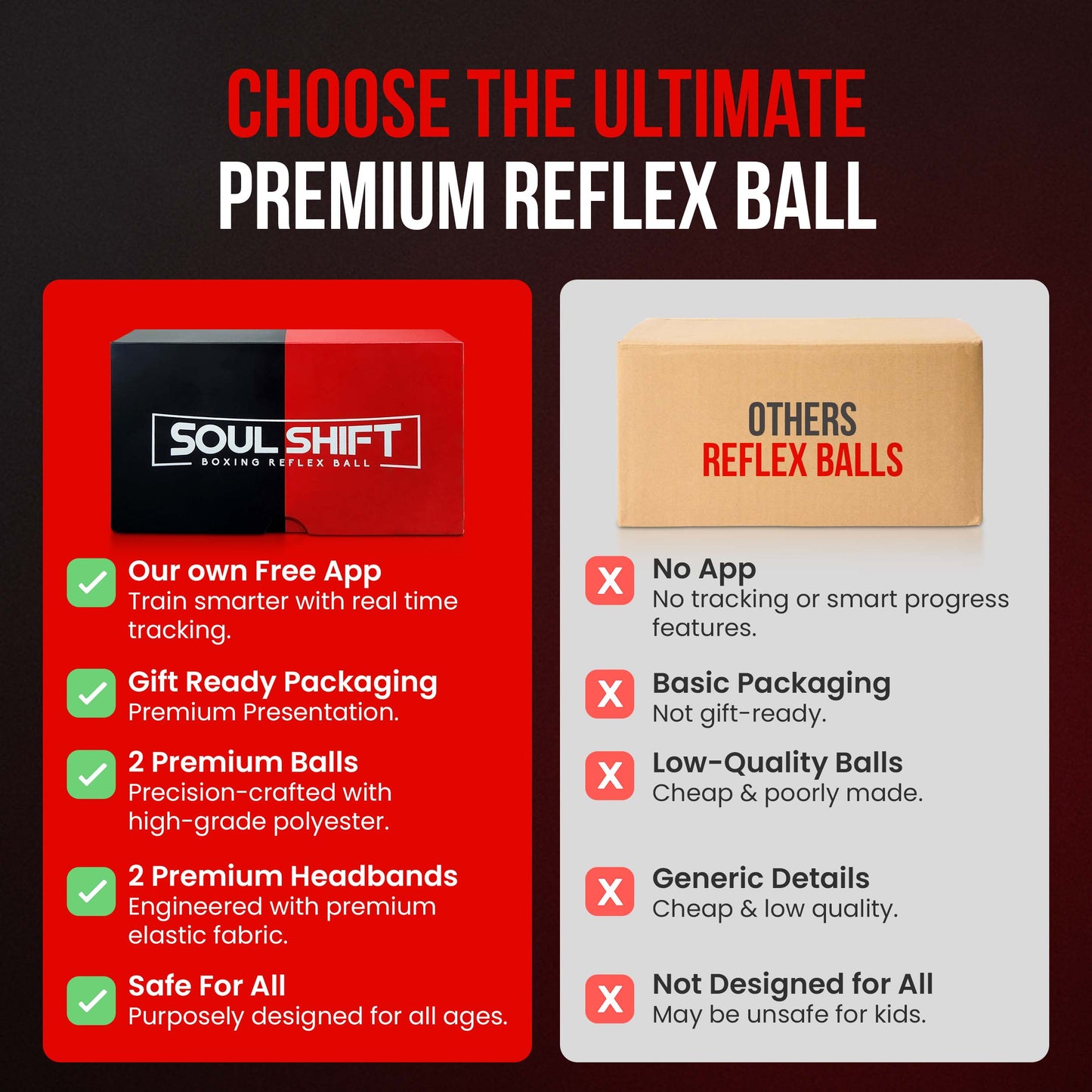 Soul Shift Boxing Reflex Ball – Premium Hand-Eye Coordination Trainer for Boxing, MMA & Fitness – 2 Adjustable Headbands